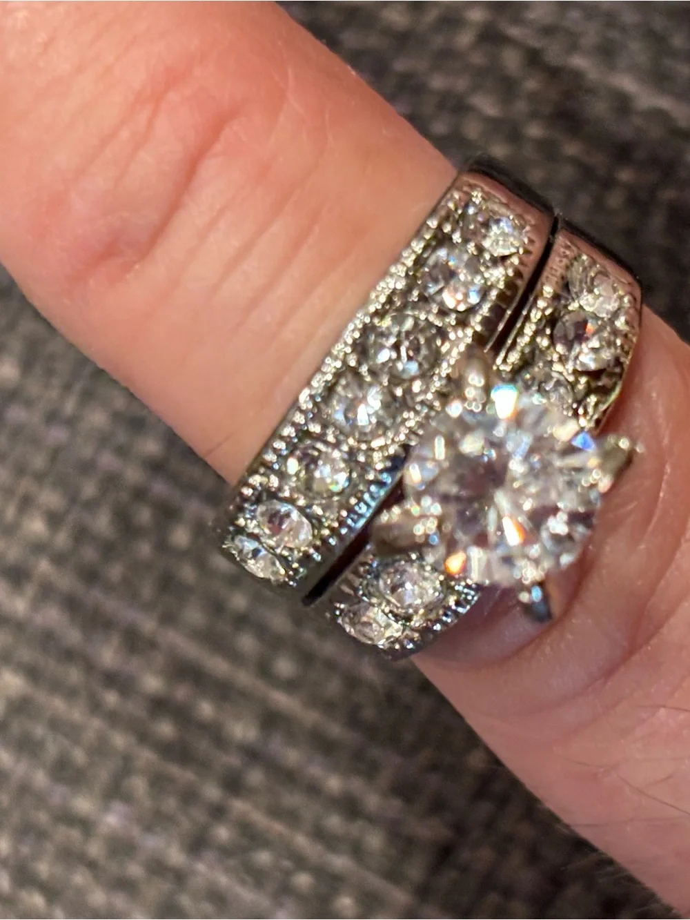 Silver-Tone Bridal Ring Set with Clear Crystals - Classic Sparkle
